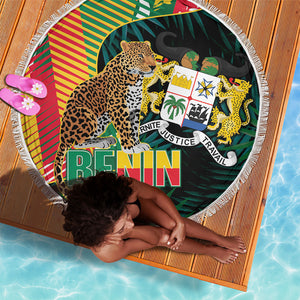 Benin Independence Day Beach Blanket Coat Of Arms Leopard Oil Palm Leaves