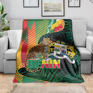 Benin Independence Day Blanket Coat Of Arms Leopard Oil Palm Leaves