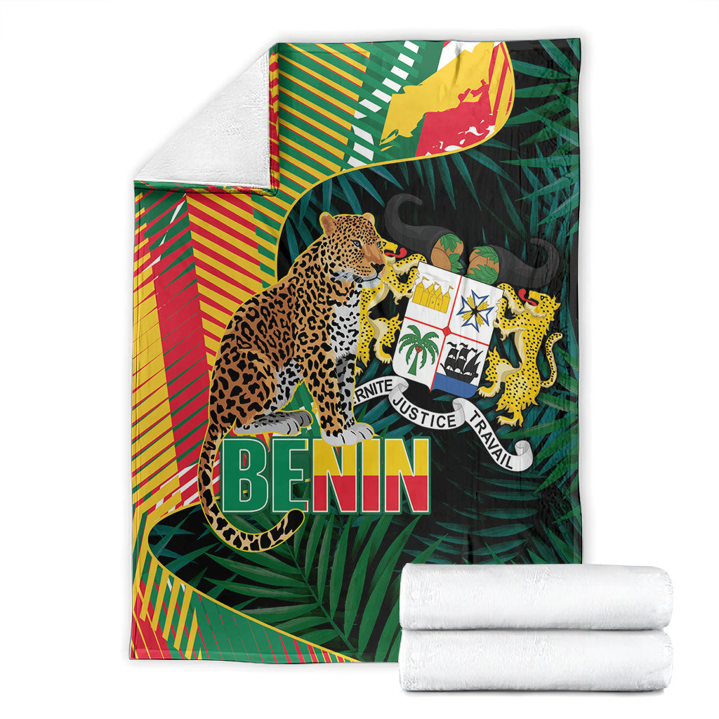 Benin Independence Day Blanket Coat Of Arms Leopard Oil Palm Leaves