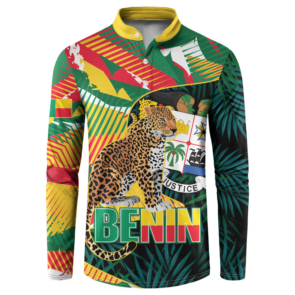 Personalized Benin Independence Day Button Sweatshirt Coat Of Arms Leopard Oil Palm Leaves