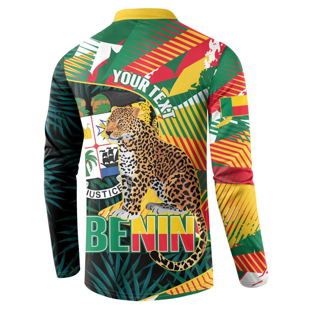 Personalized Benin Independence Day Button Sweatshirt Coat Of Arms Leopard Oil Palm Leaves