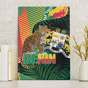 Benin Independence Day Canvas Wall Art Coat Of Arms Leopard Oil Palm Leaves