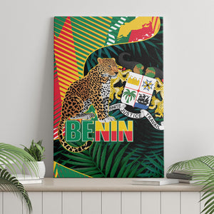 Benin Independence Day Canvas Wall Art Coat Of Arms Leopard Oil Palm Leaves