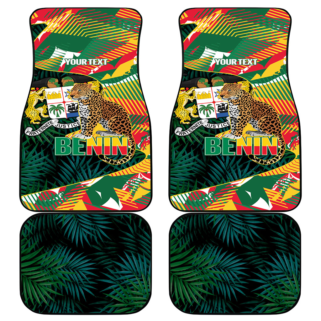 Personalized Benin Independence Day Car Mats Coat Of Arms Leopard Oil Palm Leaves