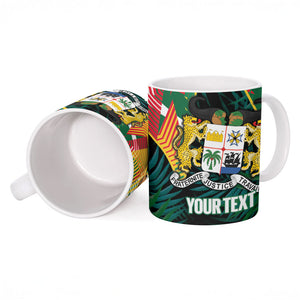 Personalized Benin Independence Day Ceramic Mug Coat Of Arms Leopard Oil Palm Leaves