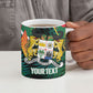Personalized Benin Independence Day Ceramic Mug Coat Of Arms Leopard Oil Palm Leaves