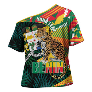 Personalized Benin Independence Day Cross Shoulder Shirt Coat Of Arms Leopard Oil Palm Leaves