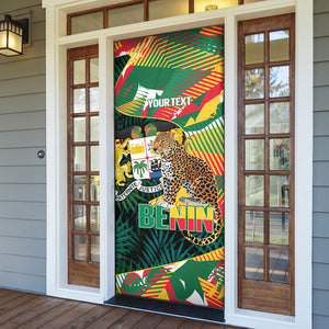 Personalized Benin Independence Day Door Cover Coat Of Arms Leopard Oil Palm Leaves