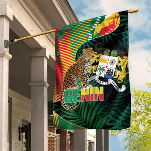 Benin Independence Day Garden Flag Coat Of Arms Leopard Oil Palm Leaves