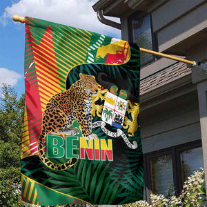 Benin Independence Day Garden Flag Coat Of Arms Leopard Oil Palm Leaves