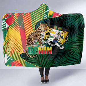 Benin Independence Day Hooded Blanket Coat Of Arms Leopard Oil Palm Leaves