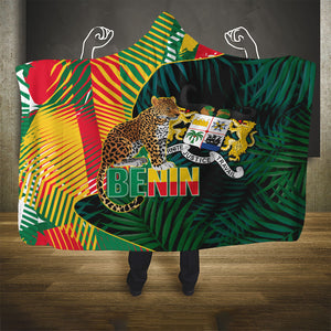 Benin Independence Day Hooded Blanket Coat Of Arms Leopard Oil Palm Leaves