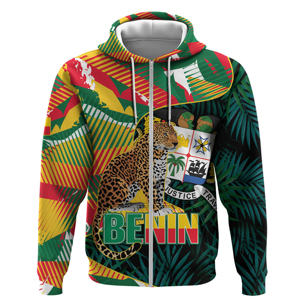Personalized Benin Independence Day Hoodie Coat Of Arms Leopard Oil Palm Leaves