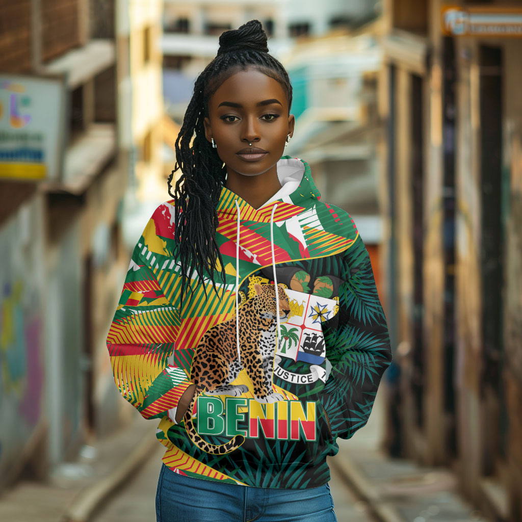 Personalized Benin Independence Day Hoodie Coat Of Arms Leopard Oil Palm Leaves