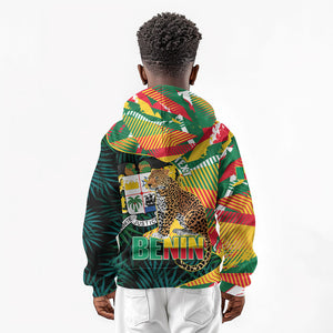 Personalized Benin Independence Day Kid Hoodie Coat Of Arms Leopard Oil Palm Leaves