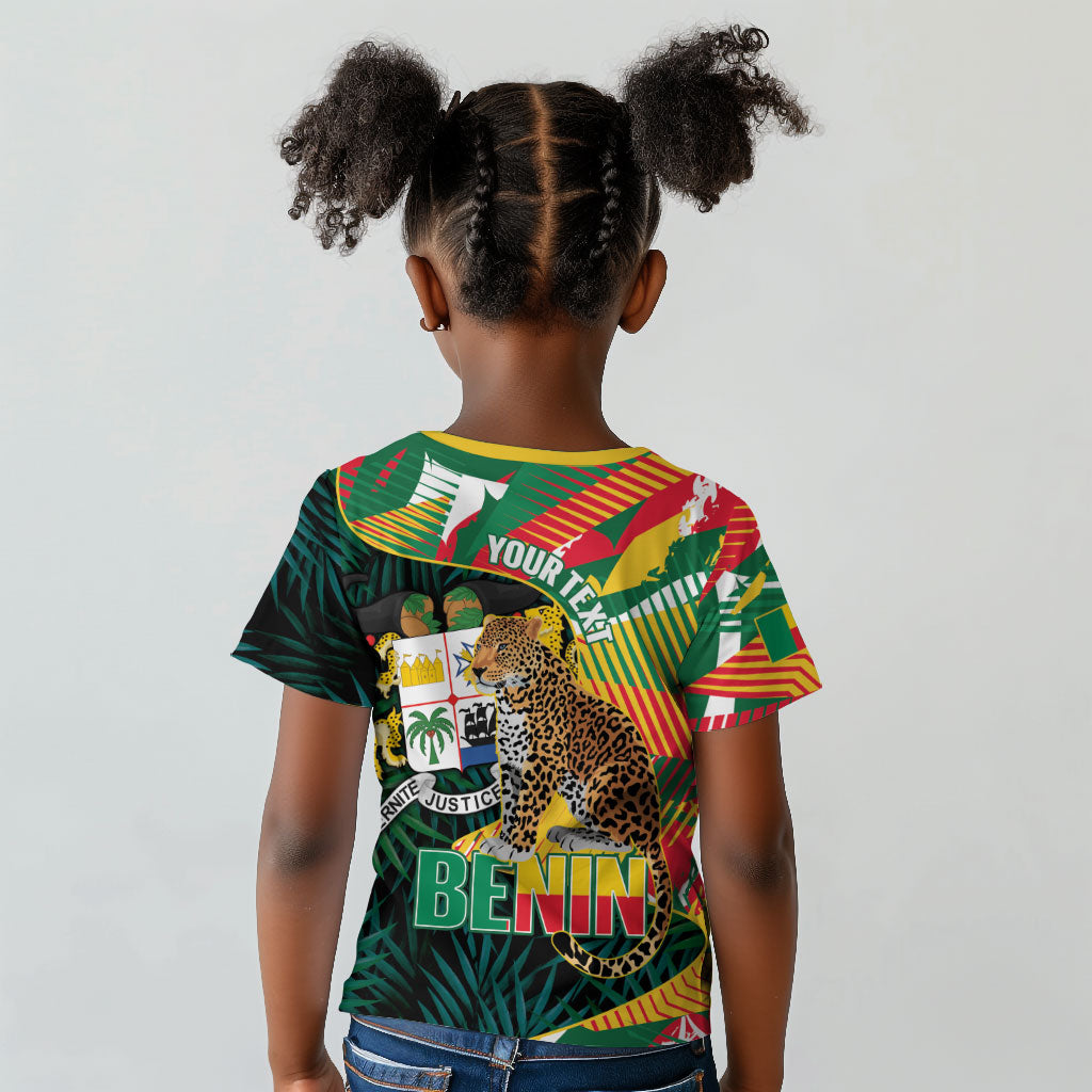 Personalized Benin Independence Day Kid T shirt Coat Of Arms Leopard Oil Palm Leaves