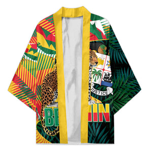 Personalized Benin Independence Day Kimono Coat Of Arms Leopard Oil Palm Leaves