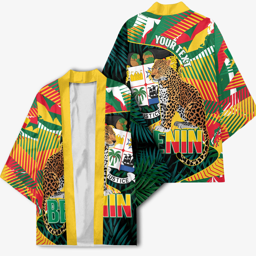 Personalized Benin Independence Day Kimono Coat Of Arms Leopard Oil Palm Leaves