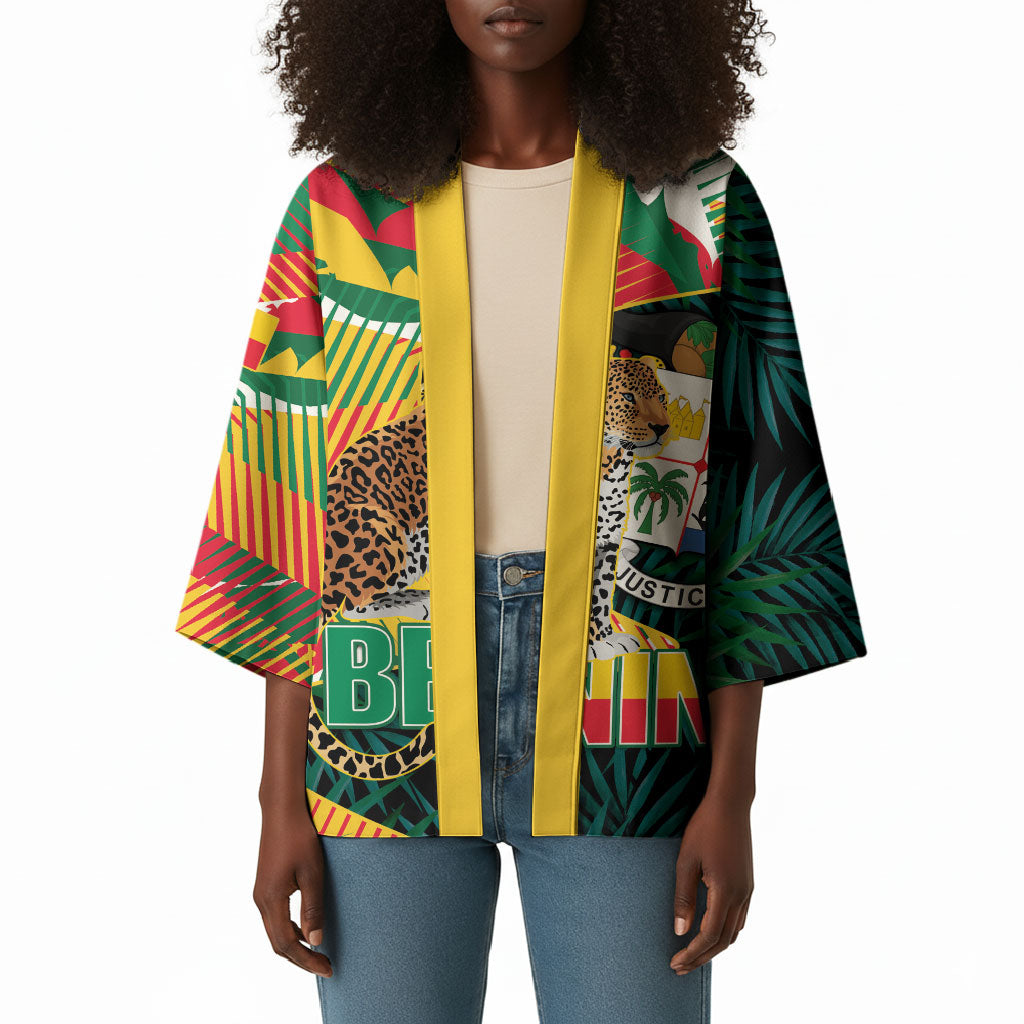 Personalized Benin Independence Day Kimono Coat Of Arms Leopard Oil Palm Leaves