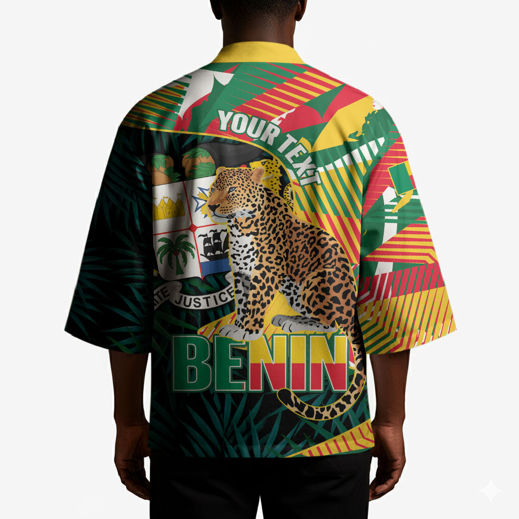 Personalized Benin Independence Day Kimono Coat Of Arms Leopard Oil Palm Leaves