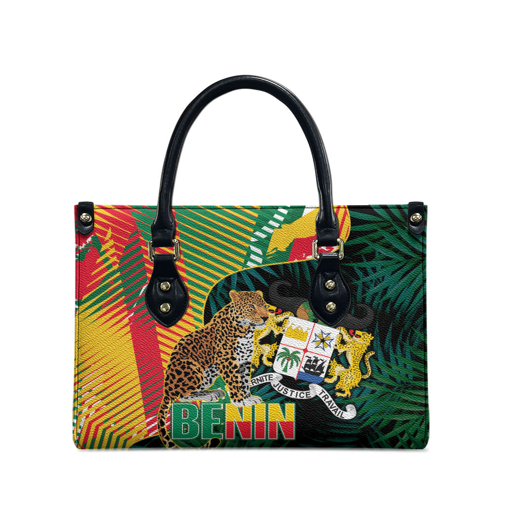Benin Independence Day Leather Bag Coat Of Arms Leopard Oil Palm Leaves