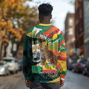 Personalized Benin Independence Day Long Sleeve Shirt Coat Of Arms Leopard Oil Palm Leaves