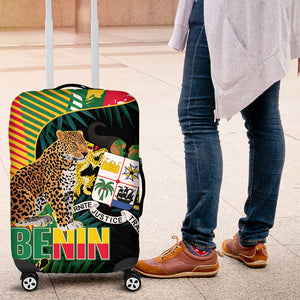 Benin Independence Day Luggage Cover Coat Of Arms Leopard Oil Palm Leaves