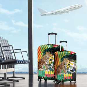 Benin Independence Day Luggage Cover Coat Of Arms Leopard Oil Palm Leaves