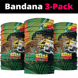 Benin Independence Day Neck Gaiter Coat Of Arms Leopard Oil Palm Leaves