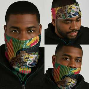 Benin Independence Day Neck Gaiter Coat Of Arms Leopard Oil Palm Leaves