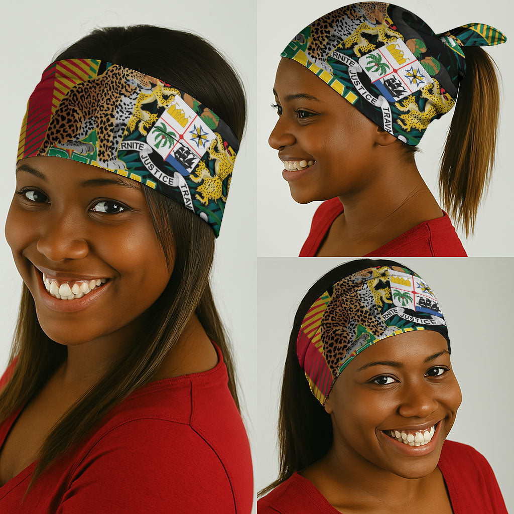 Benin Independence Day Neck Gaiter Coat Of Arms Leopard Oil Palm Leaves