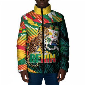 Personalized Benin Independence Day Padded Jacket Coat Of Arms Leopard Oil Palm Leaves
