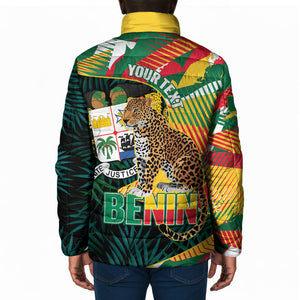Personalized Benin Independence Day Padded Jacket Coat Of Arms Leopard Oil Palm Leaves