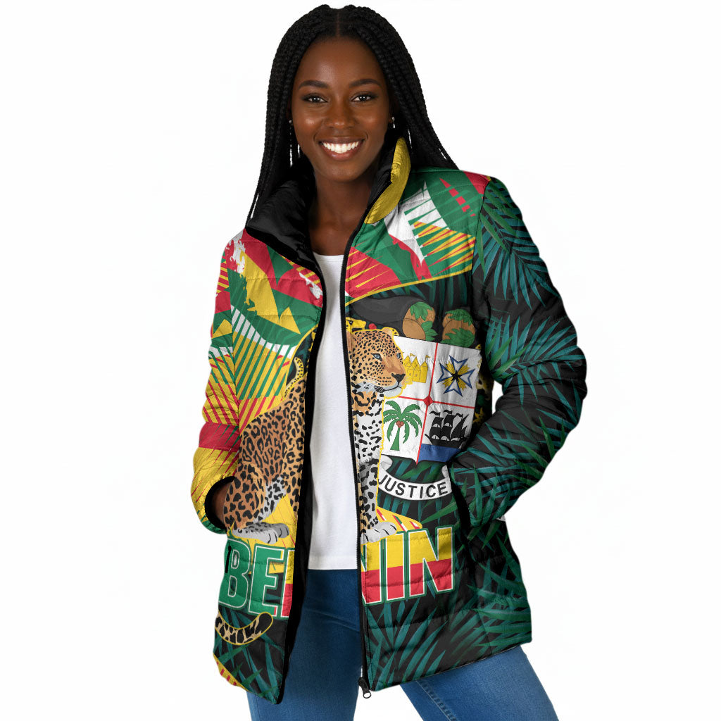 Personalized Benin Independence Day Padded Jacket Coat Of Arms Leopard Oil Palm Leaves