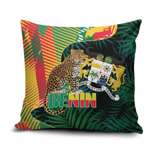 Benin Independence Day Pillow Cover Coat Of Arms Leopard Oil Palm Leaves