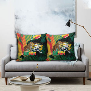 Benin Independence Day Pillow Cover Coat Of Arms Leopard Oil Palm Leaves