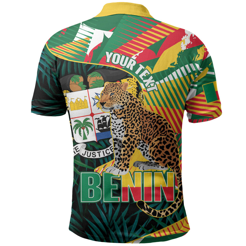 Personalized Benin Independence Day Polo Shirt Coat Of Arms Leopard Oil Palm Leaves