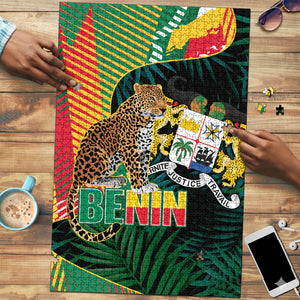 Benin Independence Day Puzzle Coat Of Arms Leopard Oil Palm Leaves