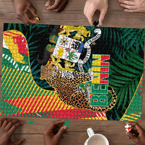 Benin Independence Day Puzzle Coat Of Arms Leopard Oil Palm Leaves