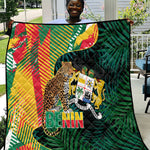 Benin Independence Day Quilt Coat Of Arms Leopard Oil Palm Leaves