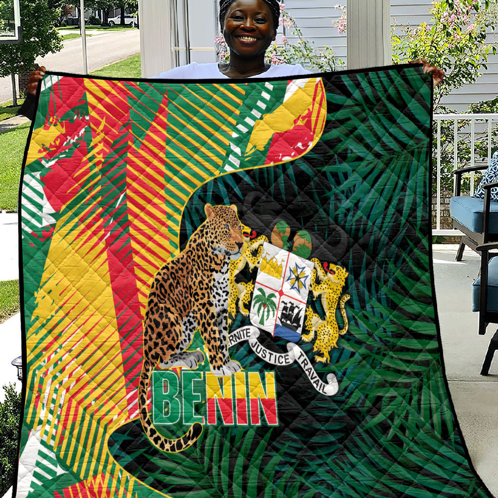 Benin Independence Day Quilt Coat Of Arms Leopard Oil Palm Leaves