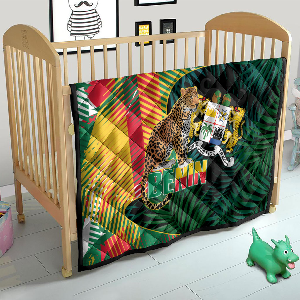 Benin Independence Day Quilt Coat Of Arms Leopard Oil Palm Leaves