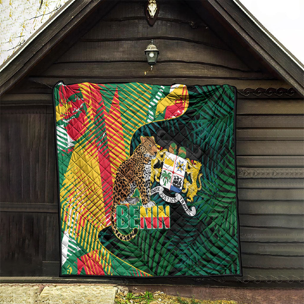 Benin Independence Day Quilt Coat Of Arms Leopard Oil Palm Leaves