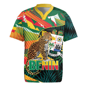 Personalized Benin Independence Day Rugby Jersey Coat Of Arms Leopard Oil Palm Leaves