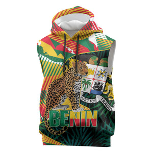 Personalized Benin Independence Day Sleeveless Hoodie Coat Of Arms Leopard Oil Palm Leaves