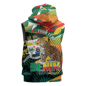 Personalized Benin Independence Day Sleeveless Hoodie Coat Of Arms Leopard Oil Palm Leaves