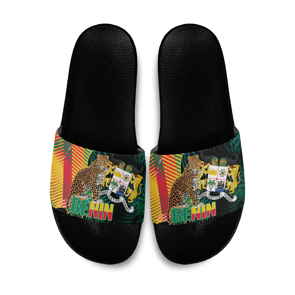 Benin Independence Day Slide Sandals Coat Of Arms Leopard Oil Palm Leaves