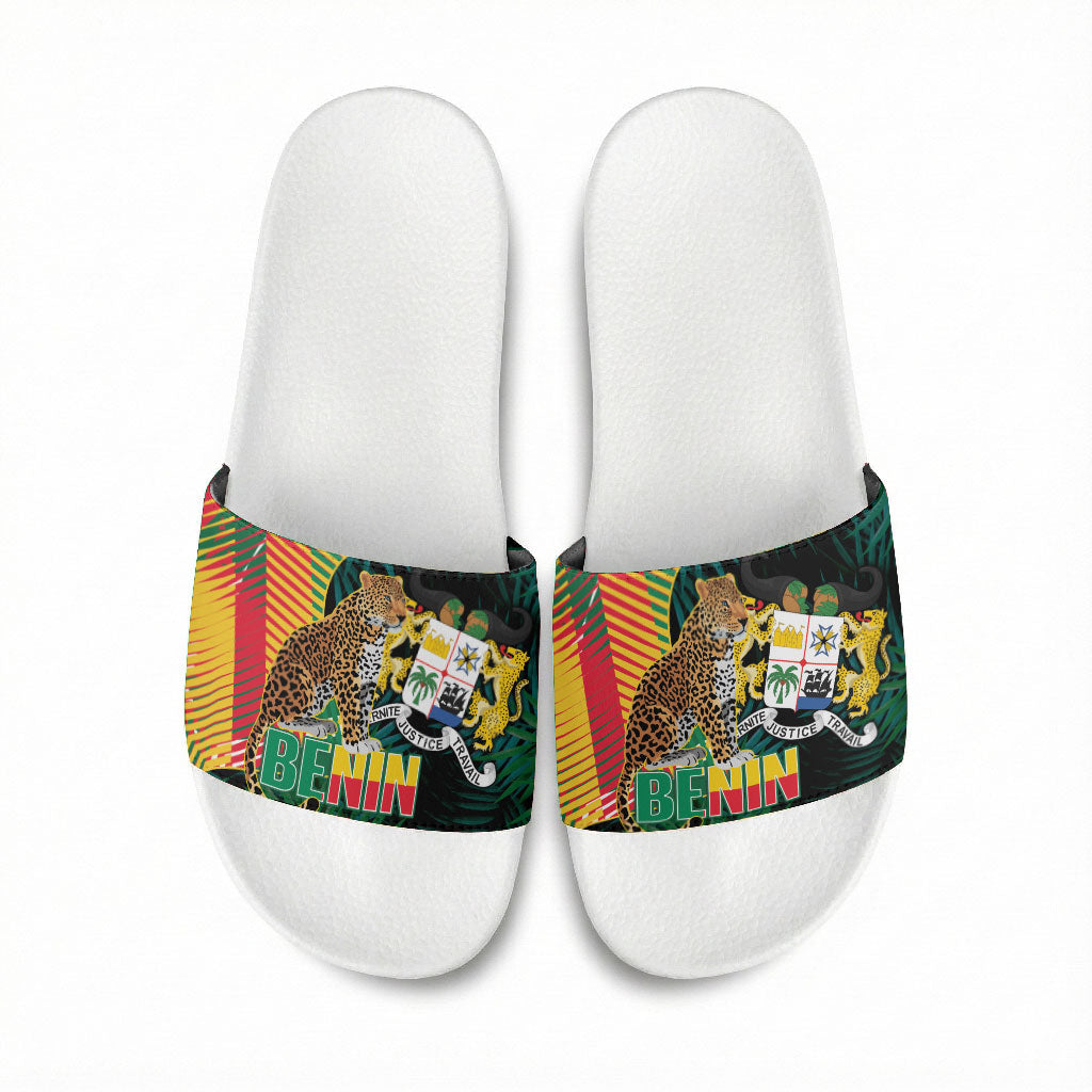 Benin Independence Day Slide Sandals Coat Of Arms Leopard Oil Palm Leaves