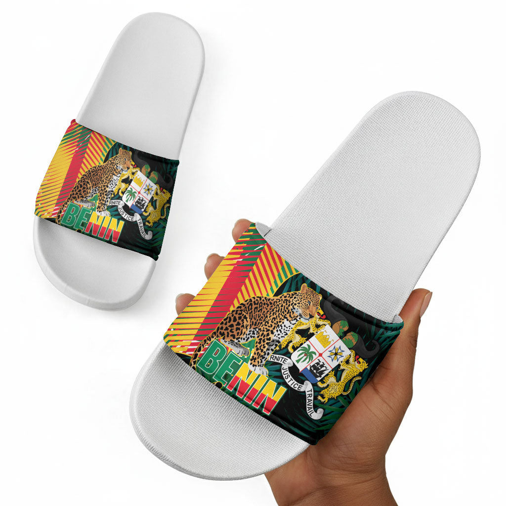 Benin Independence Day Slide Sandals Coat Of Arms Leopard Oil Palm Leaves
