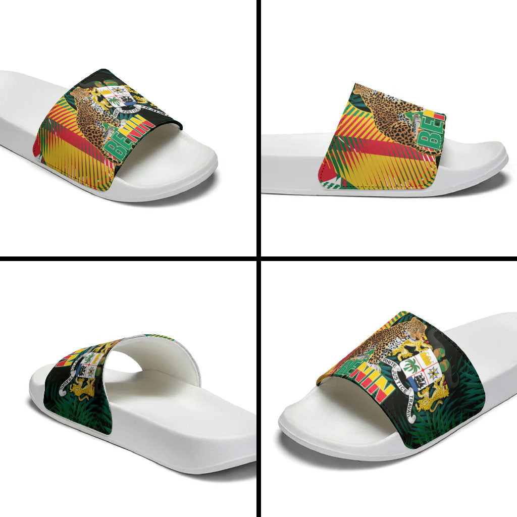 Benin Independence Day Slide Sandals Coat Of Arms Leopard Oil Palm Leaves
